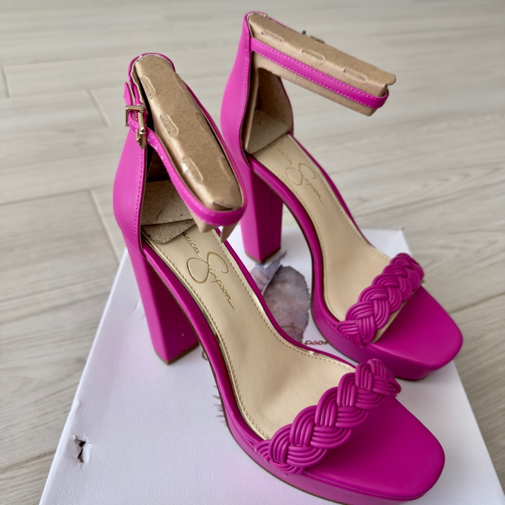 Jessica Simpson Fuchsia Braided Block Heels